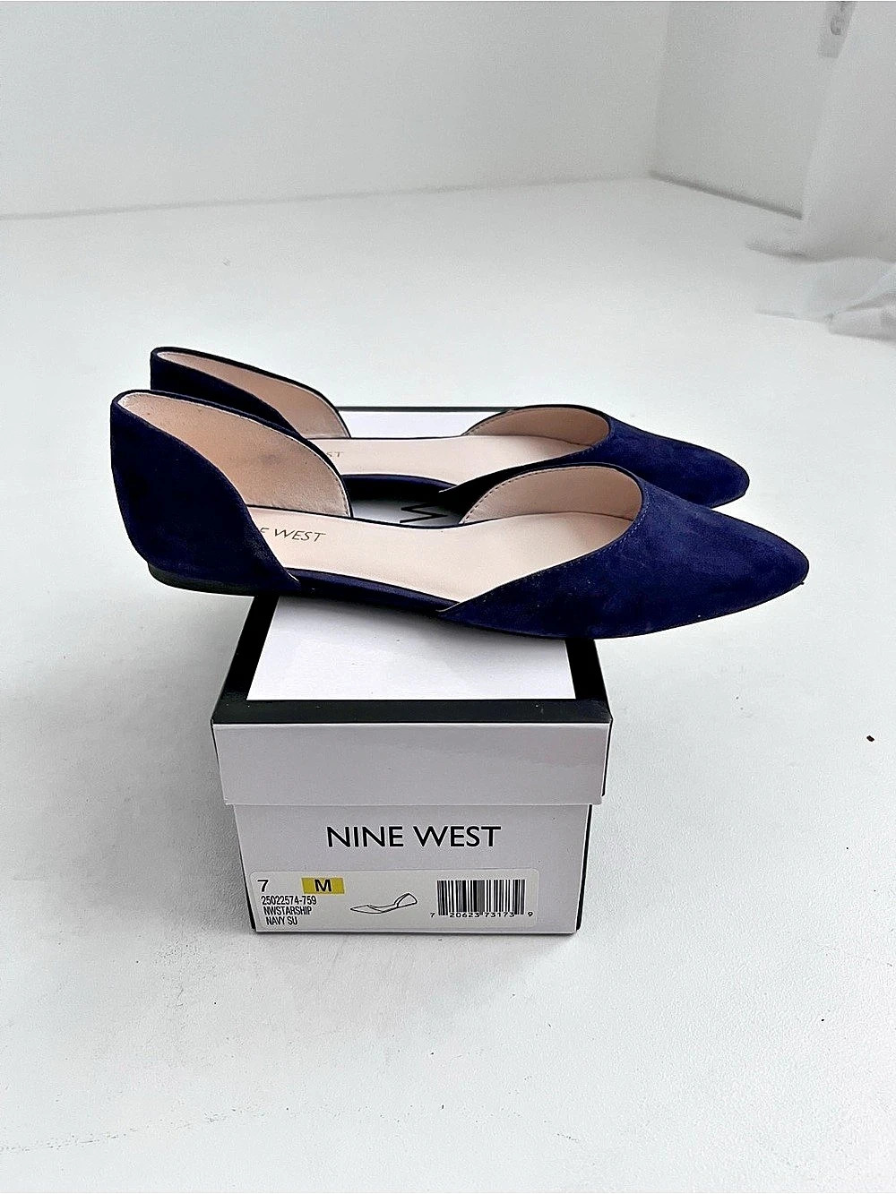 NEW Nine West Starship D'Orsay Suede Flat Pointed-Toe Flats in Blue US
